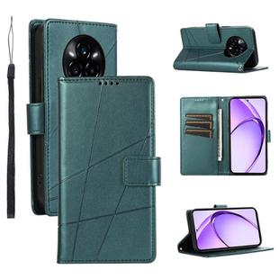 For Realme 14 Pro PU Genuine Leather Texture Embossed Line Phone Case(Green)