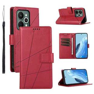 For Realme 15 5G / Realme 15 Pro 5G PU Genuine Leather Texture Embossed Line Phone Case(Red)