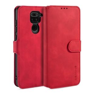 For Xiaomi Redmi 10X 4G / Redmi Note 9 DG.MING Retro Oil Side Horizontal Flip Case(Red)