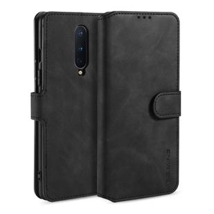 For OnePlus 8 DG.MING Retro Oil Side Horizontal Flip Case(Black)