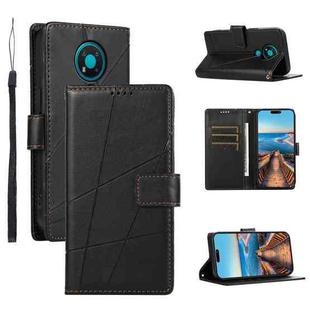 For Nokia 3.4 PU Genuine Leather Texture Embossed Line Phone Case(Black)