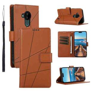 For Nokia C30 PU Genuine Leather Texture Embossed Line Phone Case(Brown)