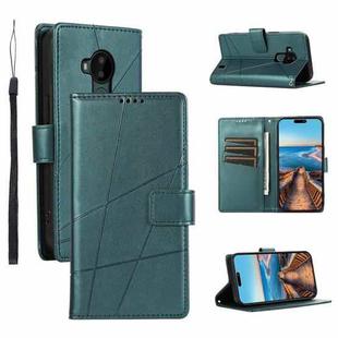 For Nokia C30 PU Genuine Leather Texture Embossed Line Phone Case(Green)