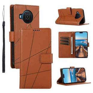 For Nokia X20 PU Genuine Leather Texture Embossed Line Phone Case(Brown)