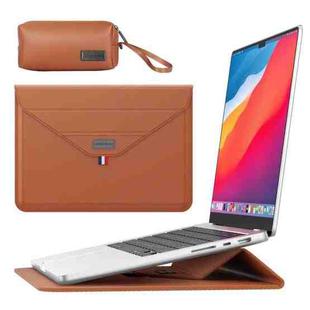 For 13/14 inch Envelope Holder Laptop Sleeve Bag with Accessories Bag(Brown)