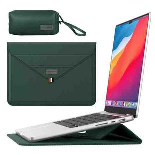 For 15.4/15.6/16.1 inch Envelope Holder Laptop Sleeve Bag with Accessories Bag(Dark Green)