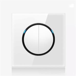 86mm Round LED Tempered Glass Switch Panel, White Round Glass, Style:Two Billing Control
