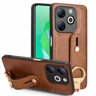 For Infinix Smart 8 Wristband Leather Back Phone Case(Brown)