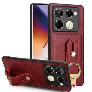 For Infinix Note 40 Pro 4G X6850 Wristband Leather Back Phone Case(Red)