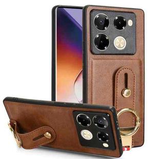 For Infinix Note 40 Pro+ 5G X6851B Wristband Leather Back Phone Case(Brown)