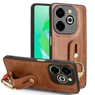 For Infinix Smart 8 Plus / Smart 8 Pro Wristband Leather Back Phone Case(Brown)