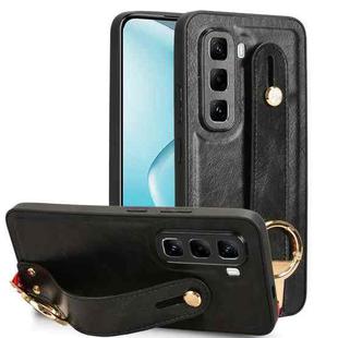 For Infinix Hot 50 Pro 4G X6881 Wristband Leather Back Phone Case(Black)