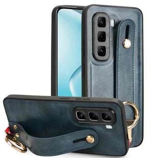 For Infinix Hot 50 Pro 4G X6881 Wristband Leather Back Phone Case(Blue)