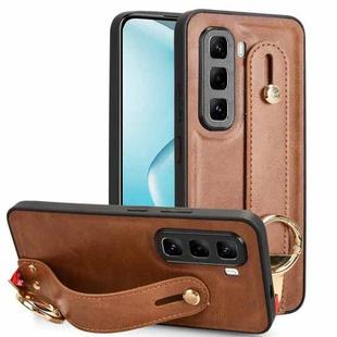 For Infinix Hot 50 Pro 4G X6881 Wristband Leather Back Phone Case(Brown)