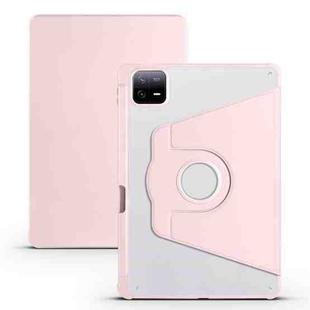 For Xiaomi Pad 6 Pro / Pad 6 Acrylic 360 Degree Rotation Holder Tablet Leather Case(Sand Pink)