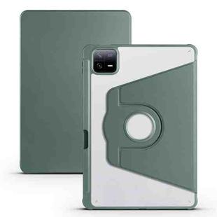 For Xiaomi Pad 6 Pro / Pad 6 Acrylic 360 Degree Rotation Holder Tablet Leather Case(Dark Green)