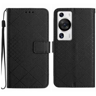 For Huawei P60 / P60 Pro Rhombic Grid Texture Leather Phone Case(Black)