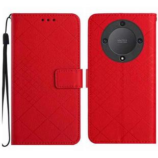 For Honor X9b Rhombic Grid Texture Leather Phone Case(Red)