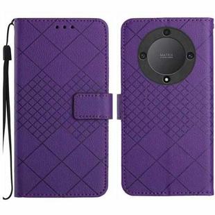 For Honor X9a / Magic5 Lite 5G Rhombic Grid Texture Leather Phone Case(Purple)