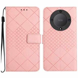 For Honor X9a / Magic5 Lite 5G Rhombic Grid Texture Leather Phone Case(Pink)