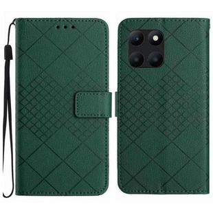 For Honor X6a Rhombic Grid Texture Leather Phone Case(Green)