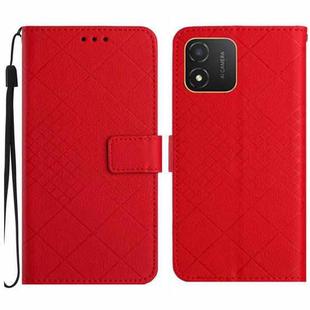 For Honor X5 4G Rhombic Grid Texture Leather Phone Case(Red)