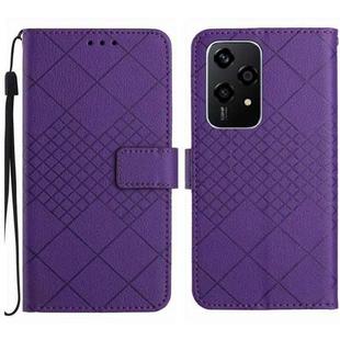 For Honor 200 Lite Global Rhombic Grid Texture Leather Phone Case(Purple)