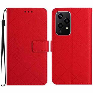 For Honor 200 Lite Global Rhombic Grid Texture Leather Phone Case(Red)