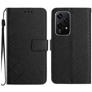 For Honor 200 Lite Global Rhombic Grid Texture Leather Phone Case(Black)
