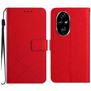 For Honor 200 5G Global Rhombic Grid Texture Leather Phone Case(Red)