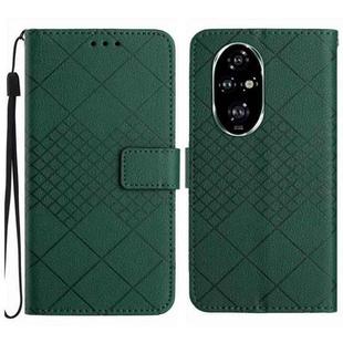 For Honor 200 5G Global Rhombic Grid Texture Leather Phone Case(Green)