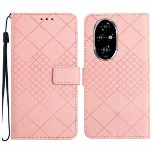 For Honor 200 5G Global Rhombic Grid Texture Leather Phone Case(Pink)