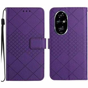 For Honor 200 Pro 5G Global Rhombic Grid Texture Leather Phone Case(Purple)