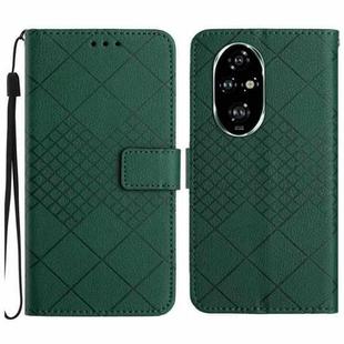 For Honor 200 Pro 5G Global Rhombic Grid Texture Leather Phone Case(Green)