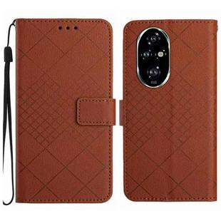 For Honor 200 Pro 5G Global Rhombic Grid Texture Leather Phone Case(Brown)