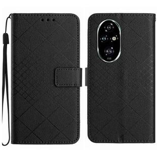 For Honor 200 Pro 5G Global Rhombic Grid Texture Leather Phone Case(Black)
