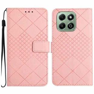 For Honor X6b Rhombic Grid Texture Leather Phone Case(Pink)