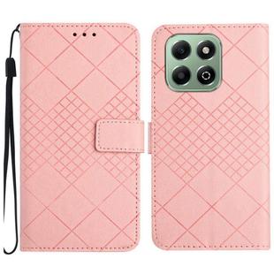 For Honor 200 Smart Global Rhombic Grid Texture Leather Phone Case(Pink)