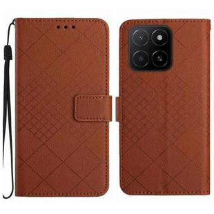 For Honor X5b 4G / X5b Plus 4G Rhombic Grid Texture Leather Phone Case(Brown)