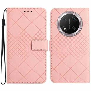 For Honor X9c Rhombic Grid Texture Leather Phone Case(Pink)