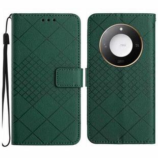 For Honor X9c Smart Rhombic Grid Texture Leather Phone Case(Green)