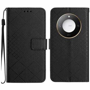 For Honor X9c Smart Rhombic Grid Texture Leather Phone Case(Black)
