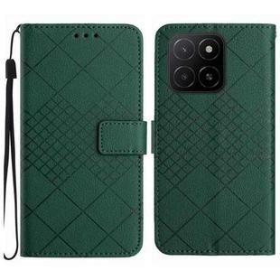 For Honor X8c 4G Rhombic Grid Texture Leather Phone Case(Green)