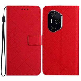 For Honor 400 Pro Global 160.8mm Rhombic Grid Texture Leather Phone Case(Red)