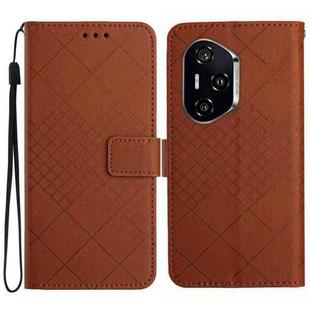 For Honor 400 Pro Global 160.8mm Rhombic Grid Texture Leather Phone Case(Brown)