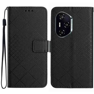 For Honor 400 Pro Global 160.8mm Rhombic Grid Texture Leather Phone Case(Black)