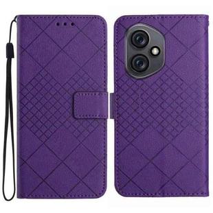 For Honor 400 Global 156.5mm Rhombic Grid Texture Leather Phone Case(Purple)
