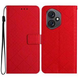 For Honor 400 Global 156.5mm Rhombic Grid Texture Leather Phone Case(Red)