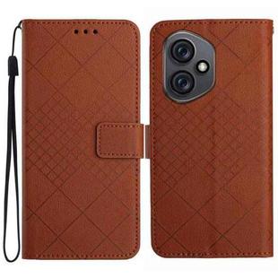 For Honor 400 Global 156.5mm Rhombic Grid Texture Leather Phone Case(Brown)