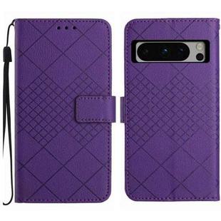 For Google Pixel 8 Pro Rhombic Grid Texture Leather Phone Case(Purple)